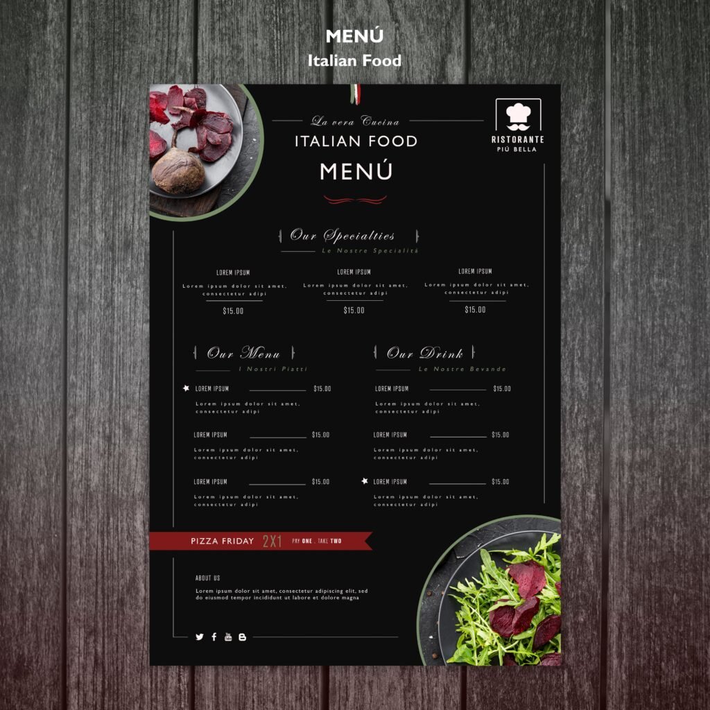 menu mockup